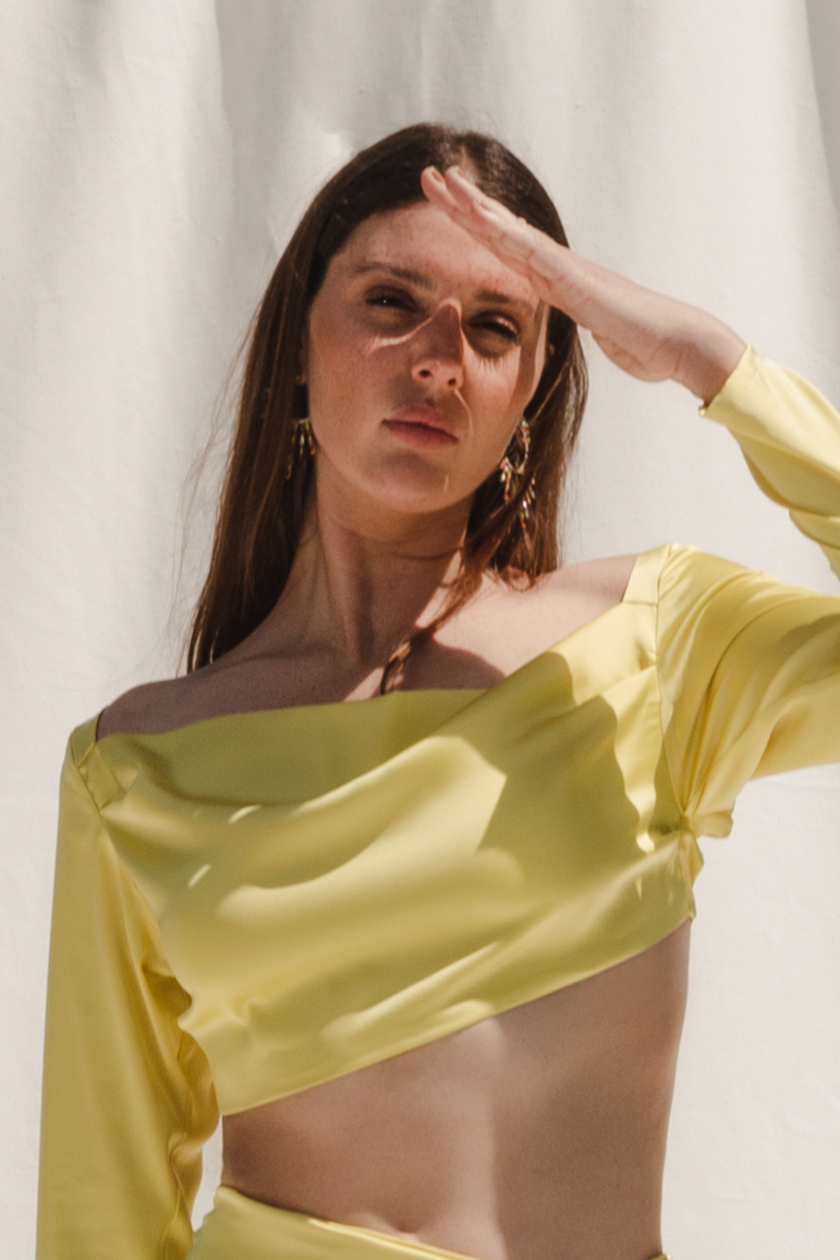 Surya Back Detailed Satin Blouse