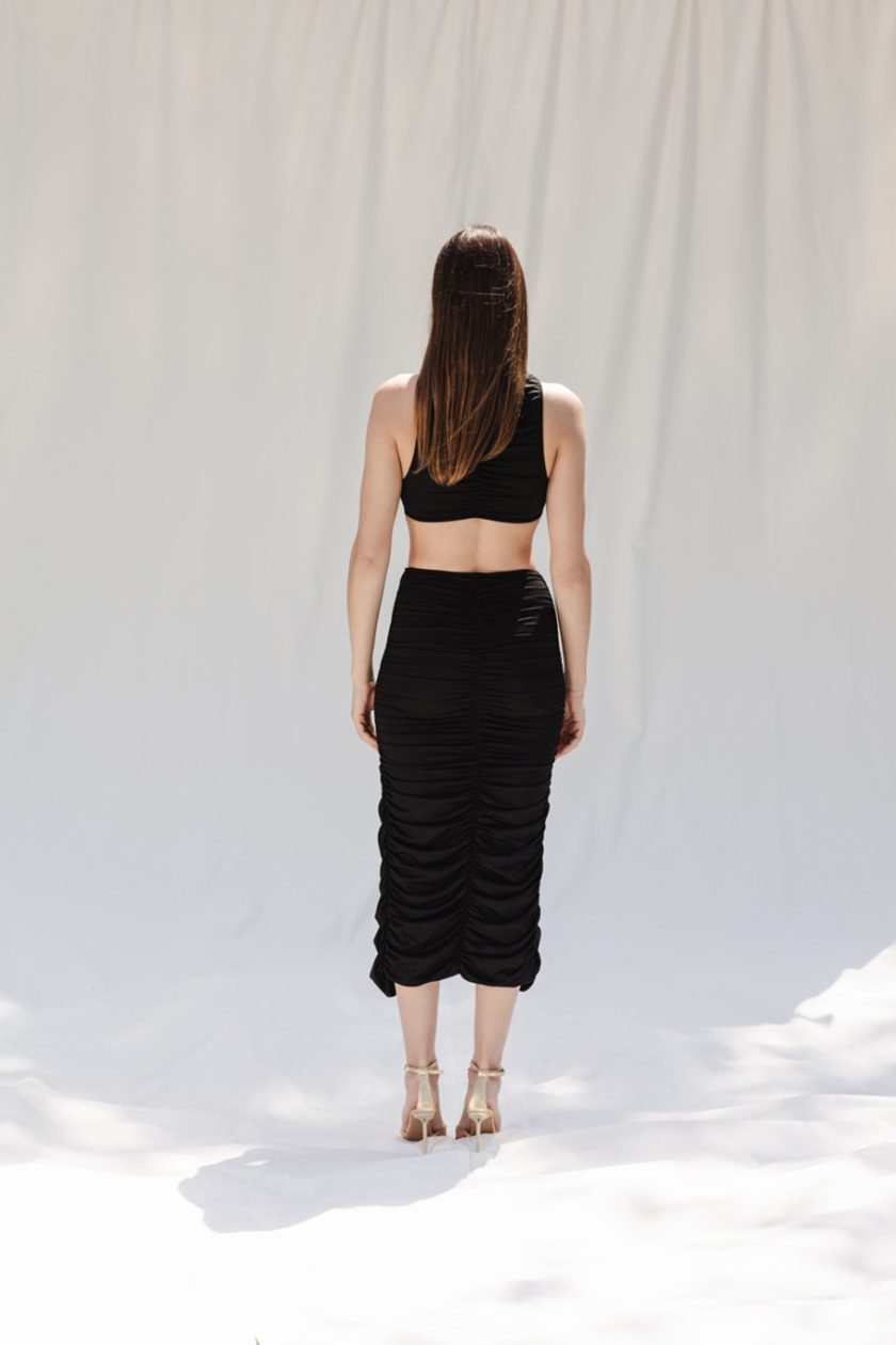 Phoenix Drapped Crop Top Black - Image 5